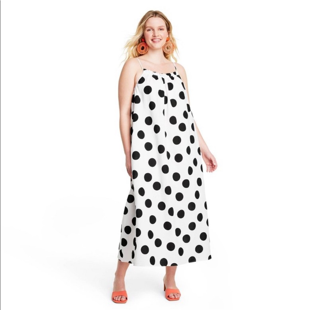 Tabitha Brown For Target Polka Dot Cover Up Dress Size XL White Black